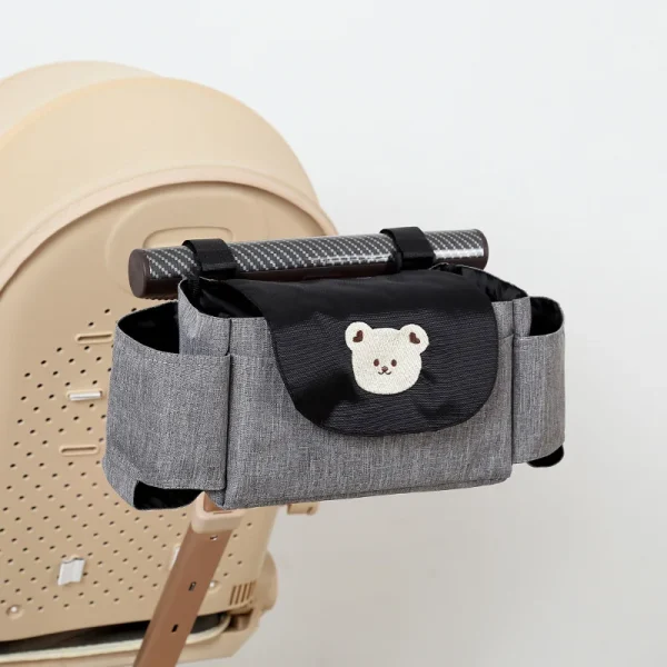 Universal Stroller Organizer Bag -Tape Mounted, Multi-Pocket Storage Pouch for Baby Pushchair